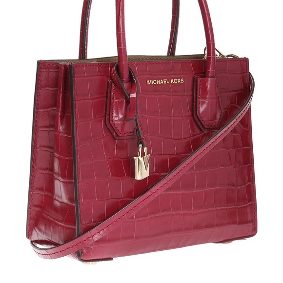 NWT MICHAEL KORS MERCER STUDIO EMBOSSED LEATHER CROSSOVER TOTE BAG - Picture 4 of 9